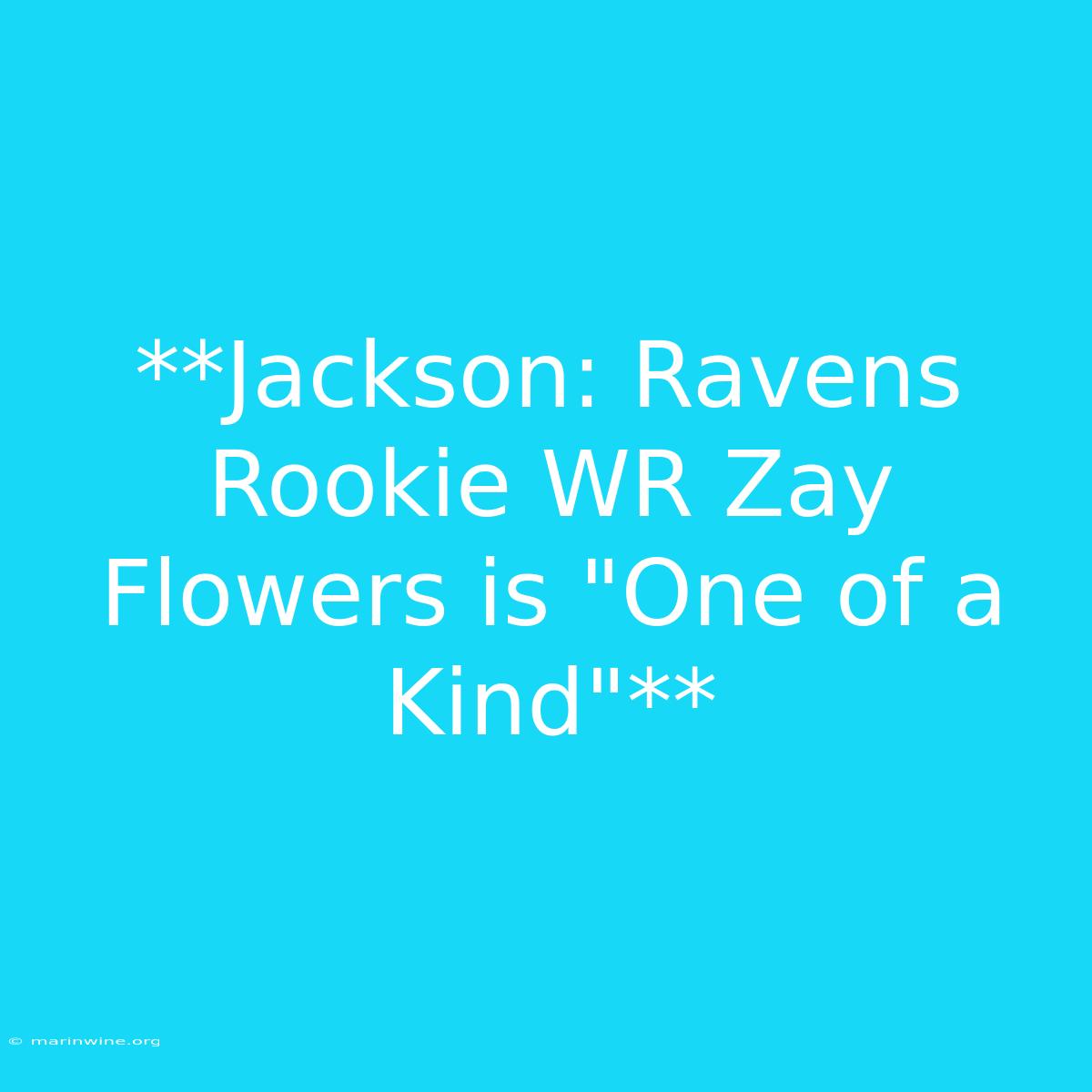 **Jackson: Ravens Rookie WR Zay Flowers Is 