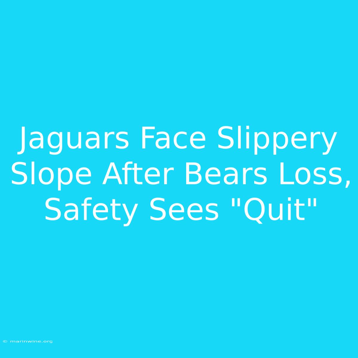 Jaguars Face Slippery Slope After Bears Loss, Safety Sees 