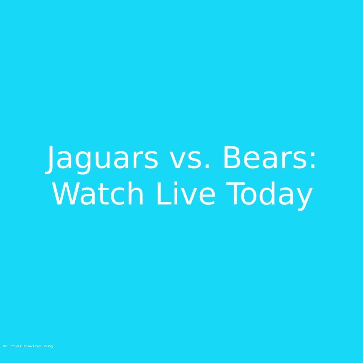 Jaguars Vs. Bears: Watch Live Today