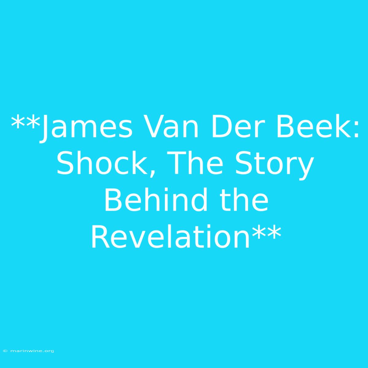 **James Van Der Beek: Shock, The Story Behind The Revelation**