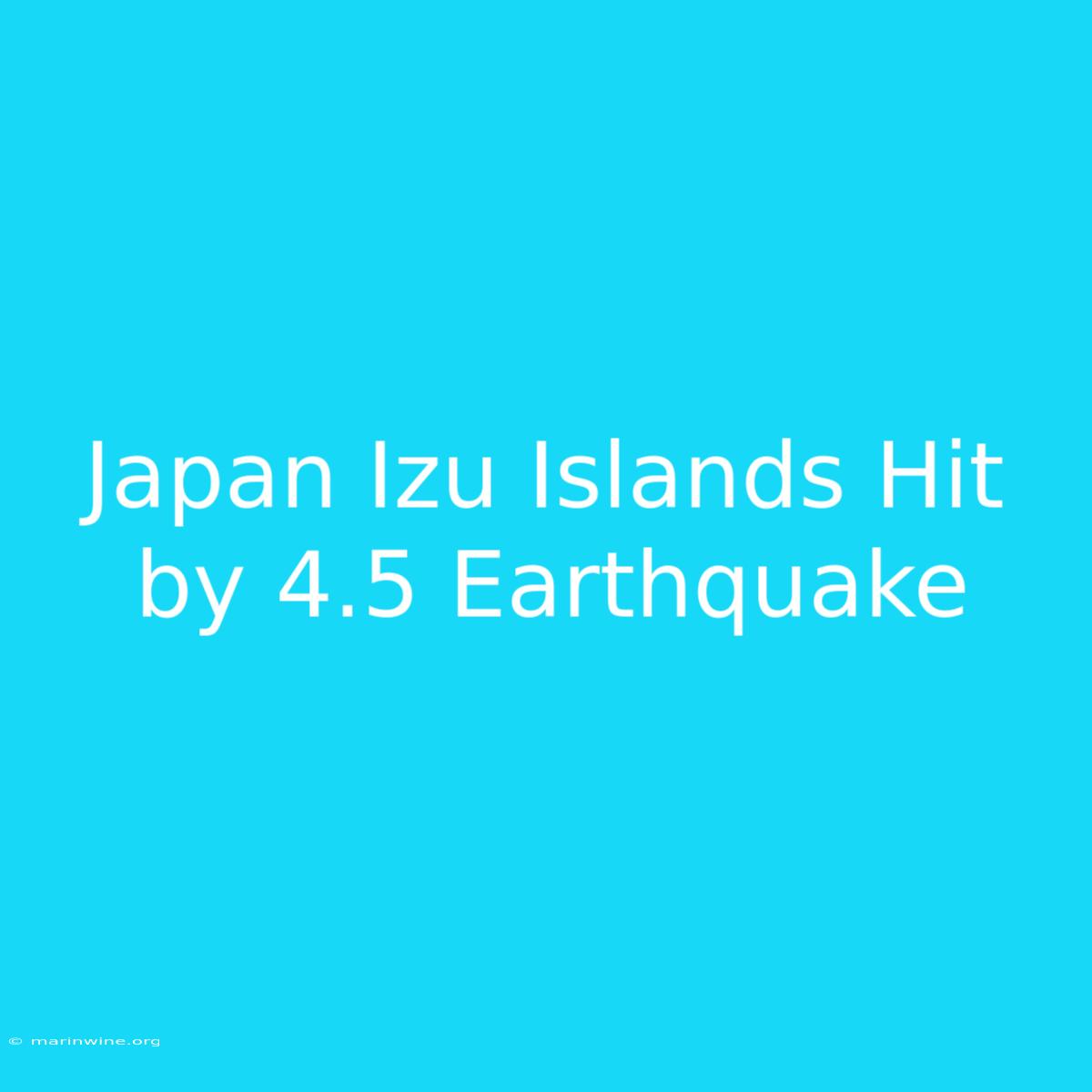 Japan Izu Islands Hit By 4.5 Earthquake