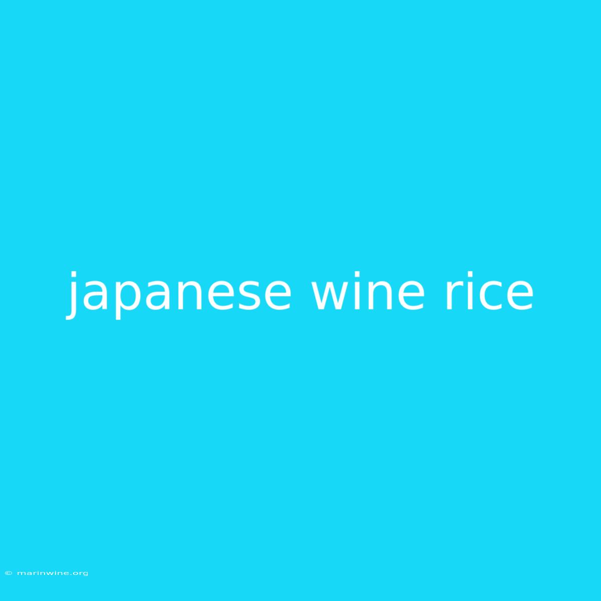 Japanese Wine Rice