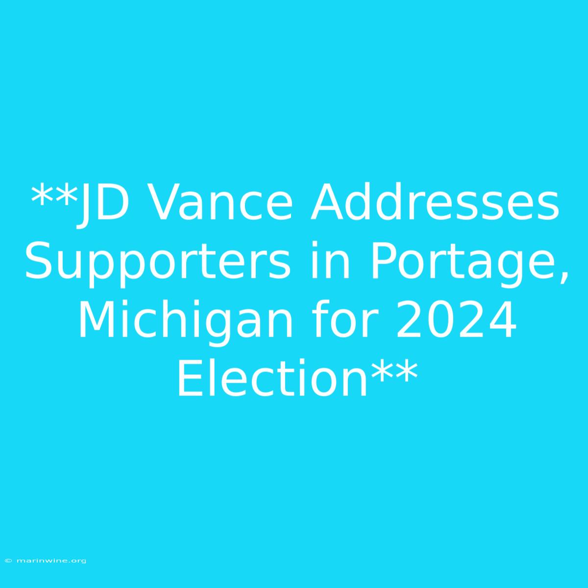 **JD Vance Addresses Supporters In Portage, Michigan For 2024 Election** 