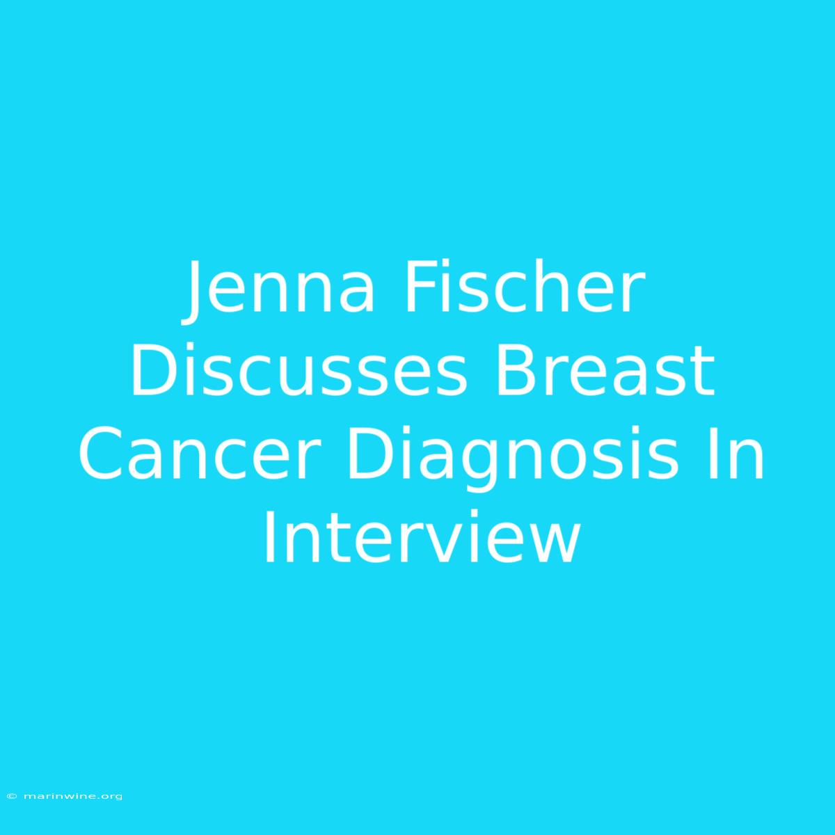 Jenna Fischer Discusses Breast Cancer Diagnosis In Interview 