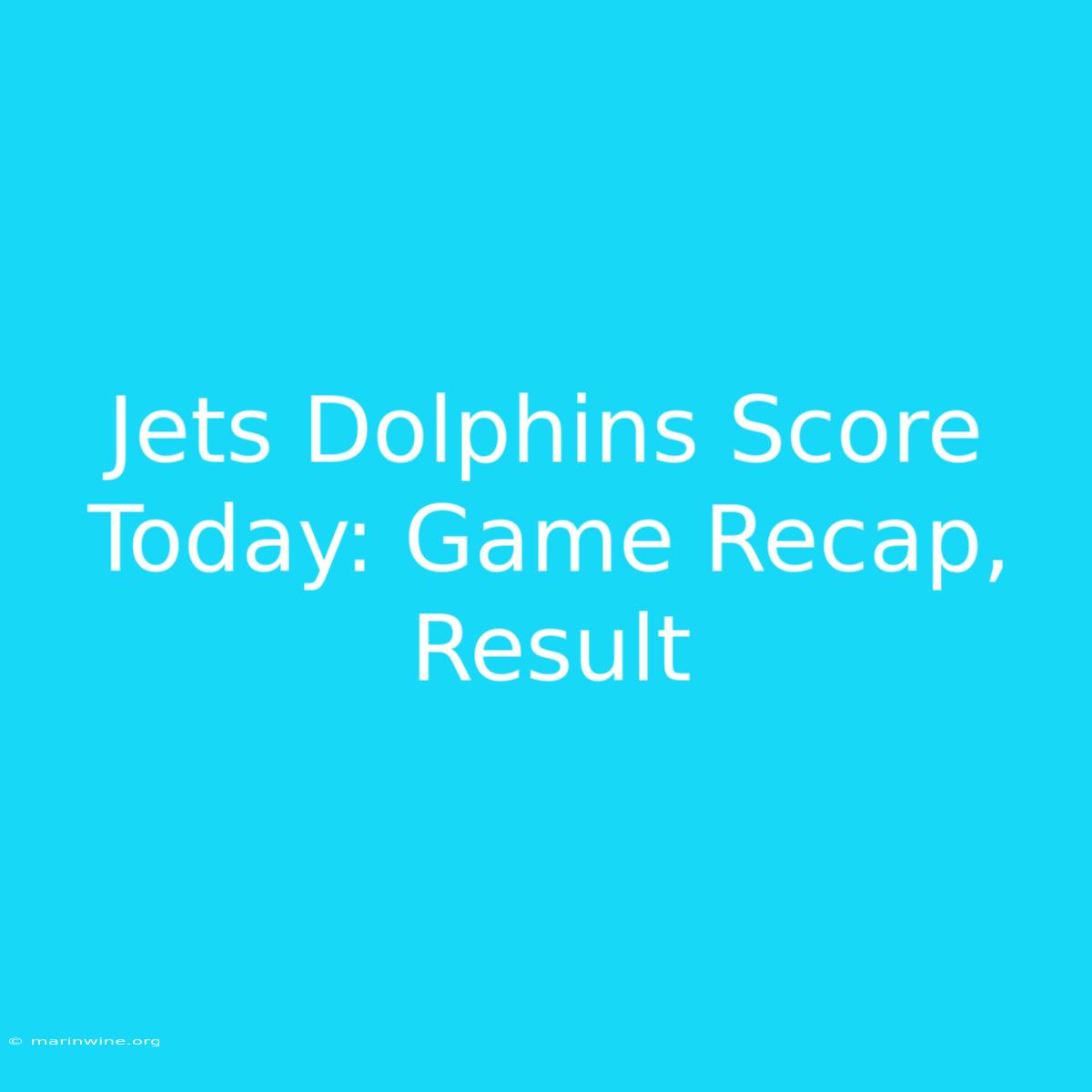 Jets Dolphins Score Today: Game Recap, Result