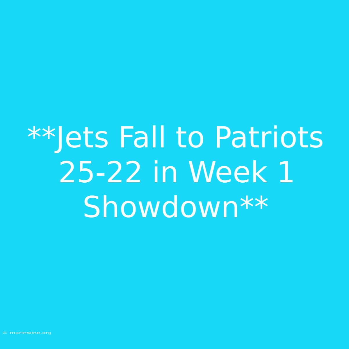 **Jets Fall To Patriots 25-22 In Week 1 Showdown** 