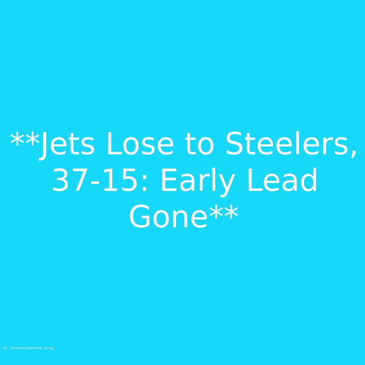 **Jets Lose To Steelers, 37-15: Early Lead Gone** 