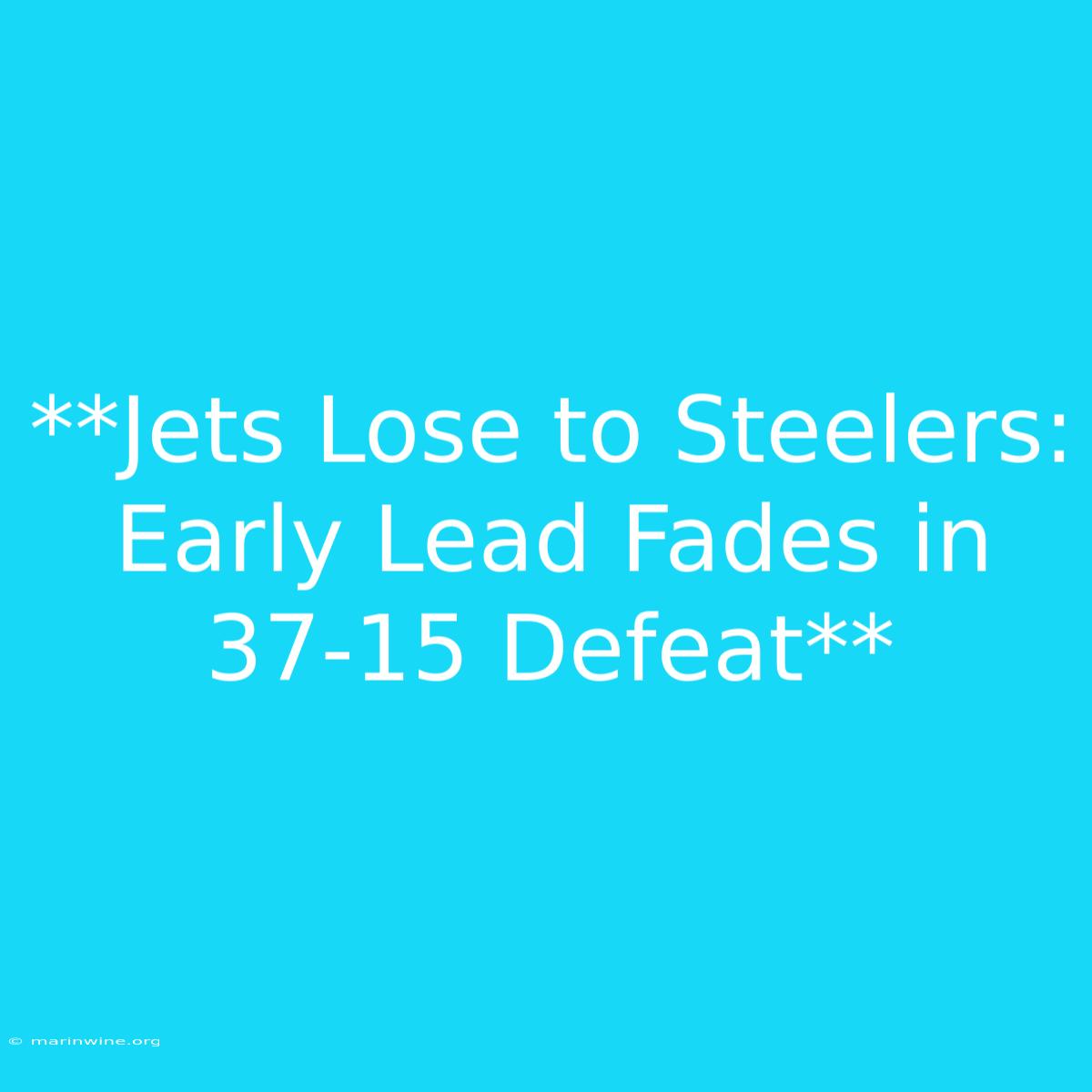 **Jets Lose To Steelers: Early Lead Fades In 37-15 Defeat**