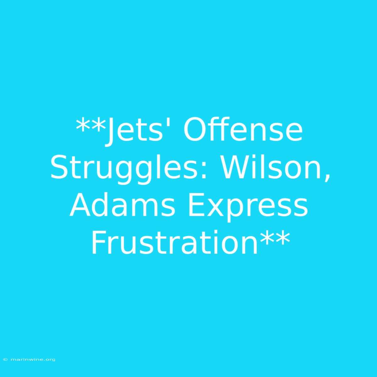 **Jets' Offense Struggles: Wilson, Adams Express Frustration**