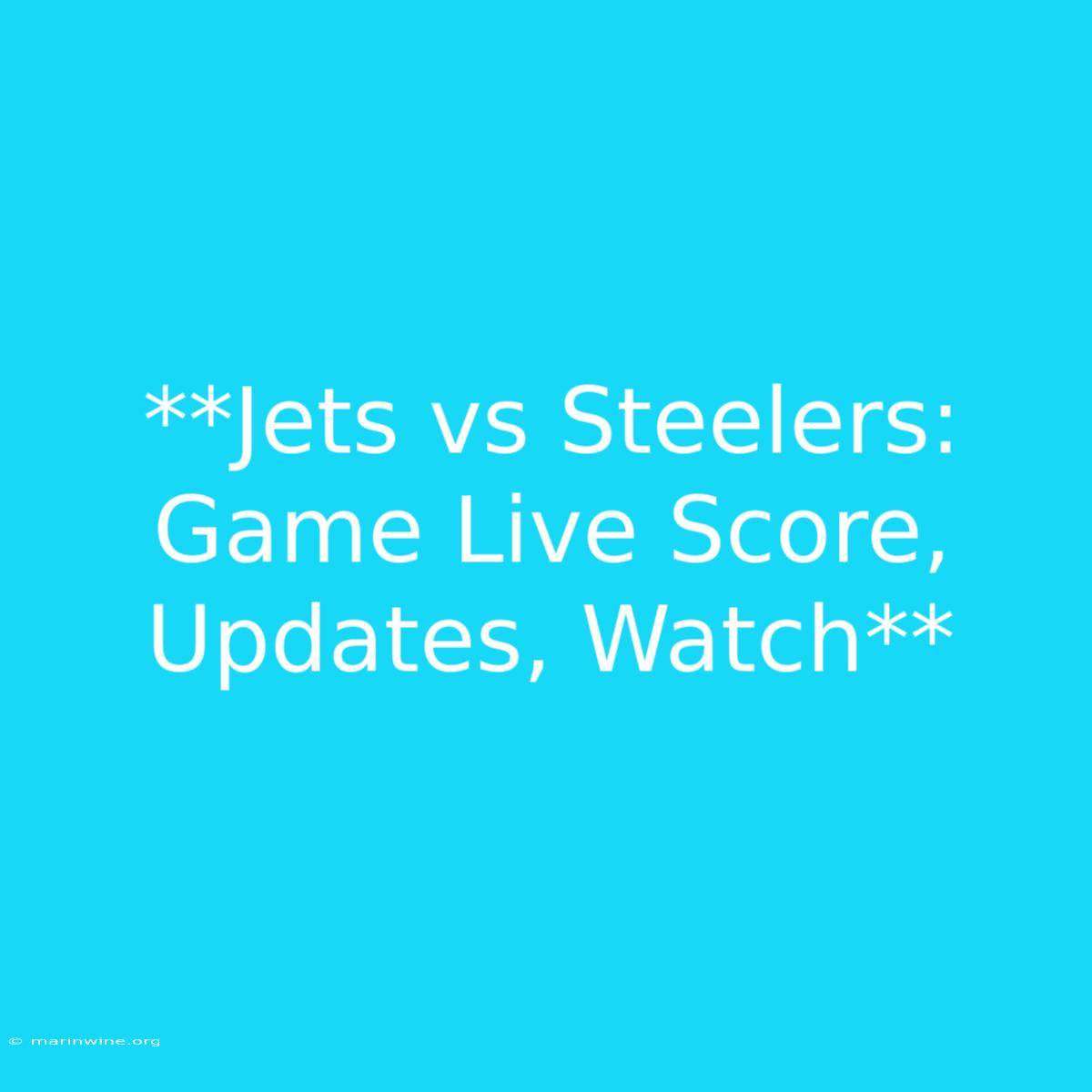 **Jets Vs Steelers: Game Live Score, Updates, Watch**