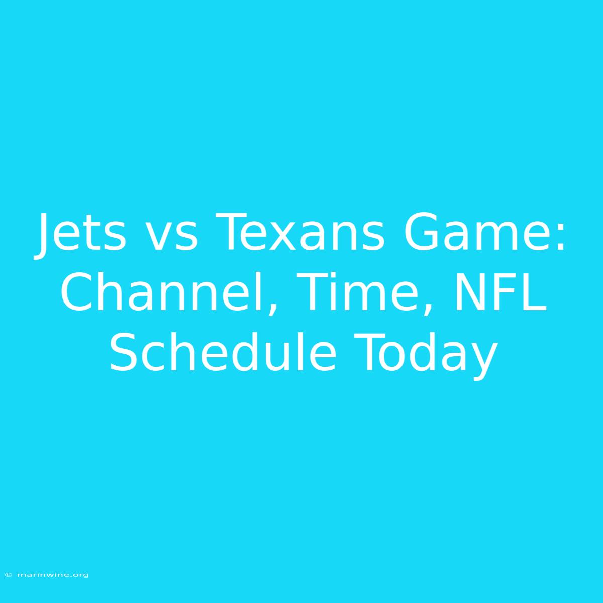 Jets Vs Texans Game: Channel, Time, NFL Schedule Today 