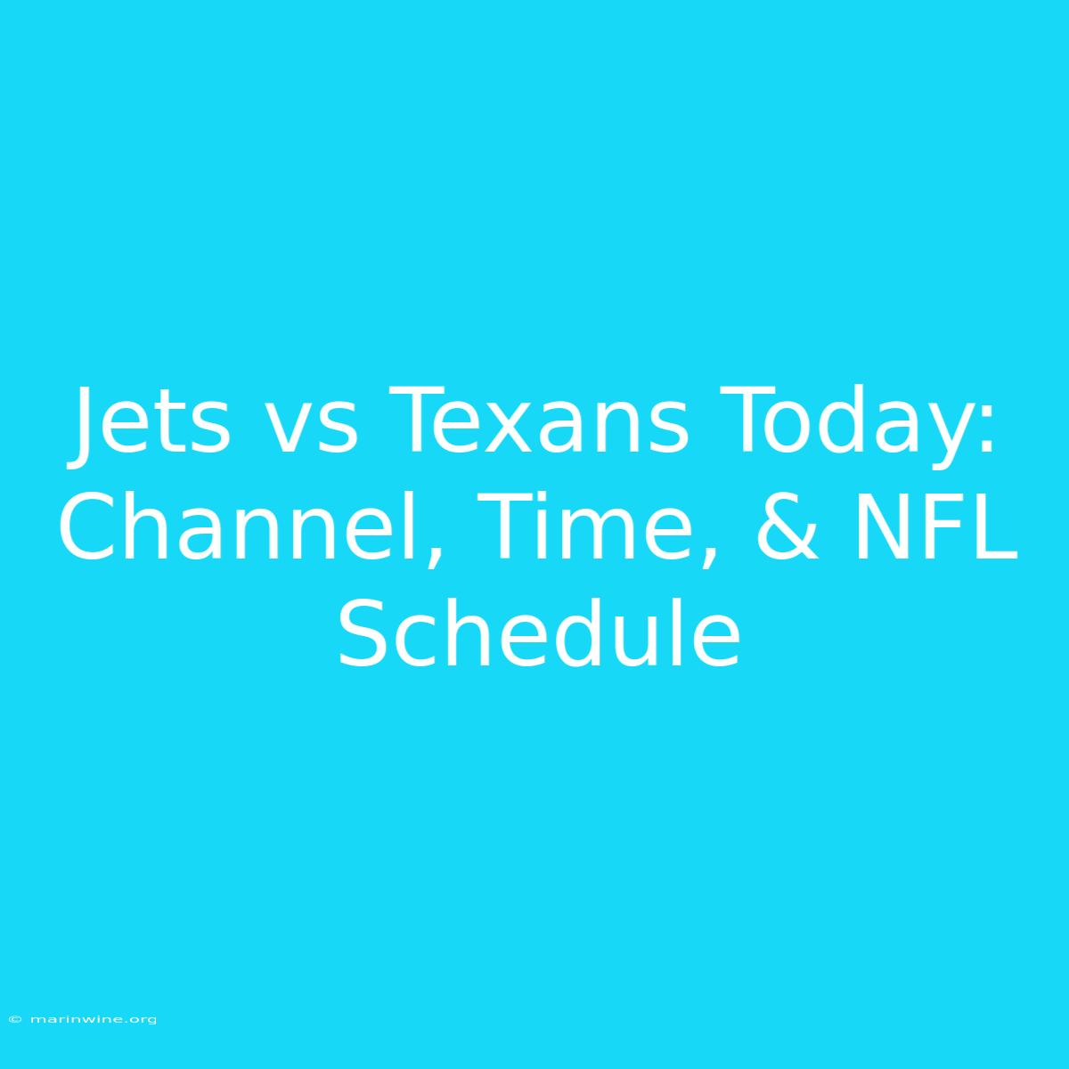 Jets Vs Texans Today: Channel, Time, & NFL Schedule