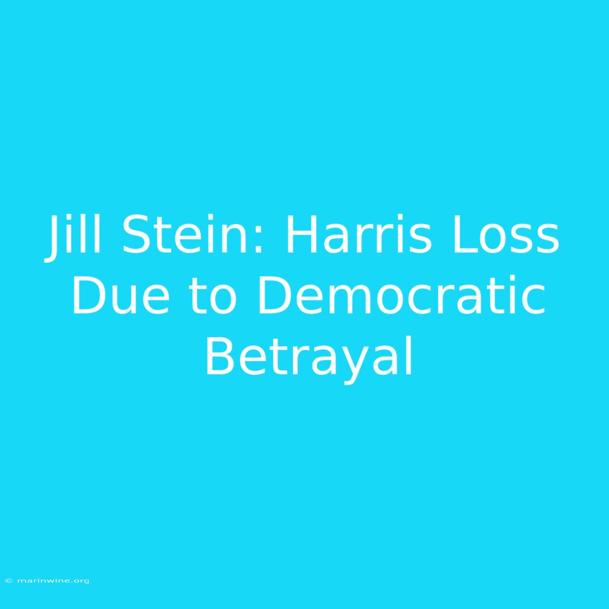 Jill Stein: Harris Loss Due To Democratic Betrayal