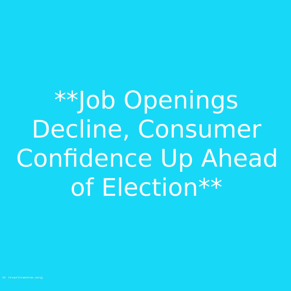 **Job Openings Decline, Consumer Confidence Up Ahead Of Election**