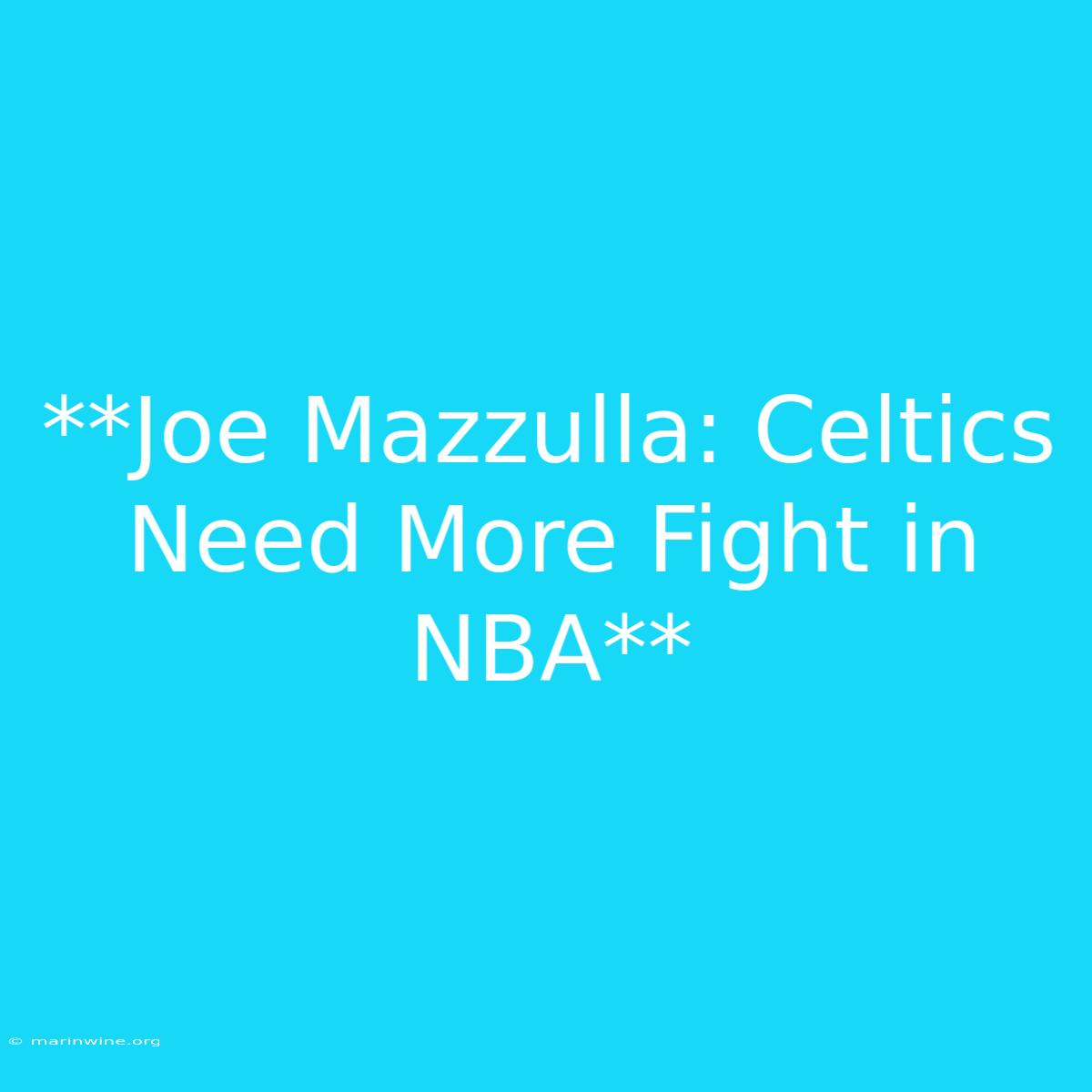 **Joe Mazzulla: Celtics Need More Fight In NBA**