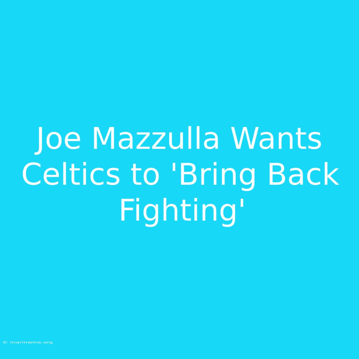 Joe Mazzulla Wants Celtics To 'Bring Back Fighting' 