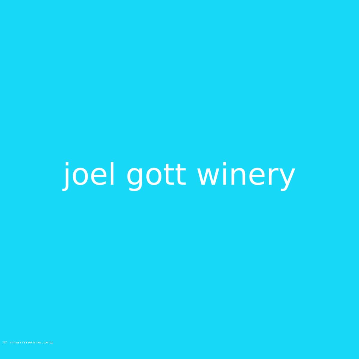 Joel Gott Winery