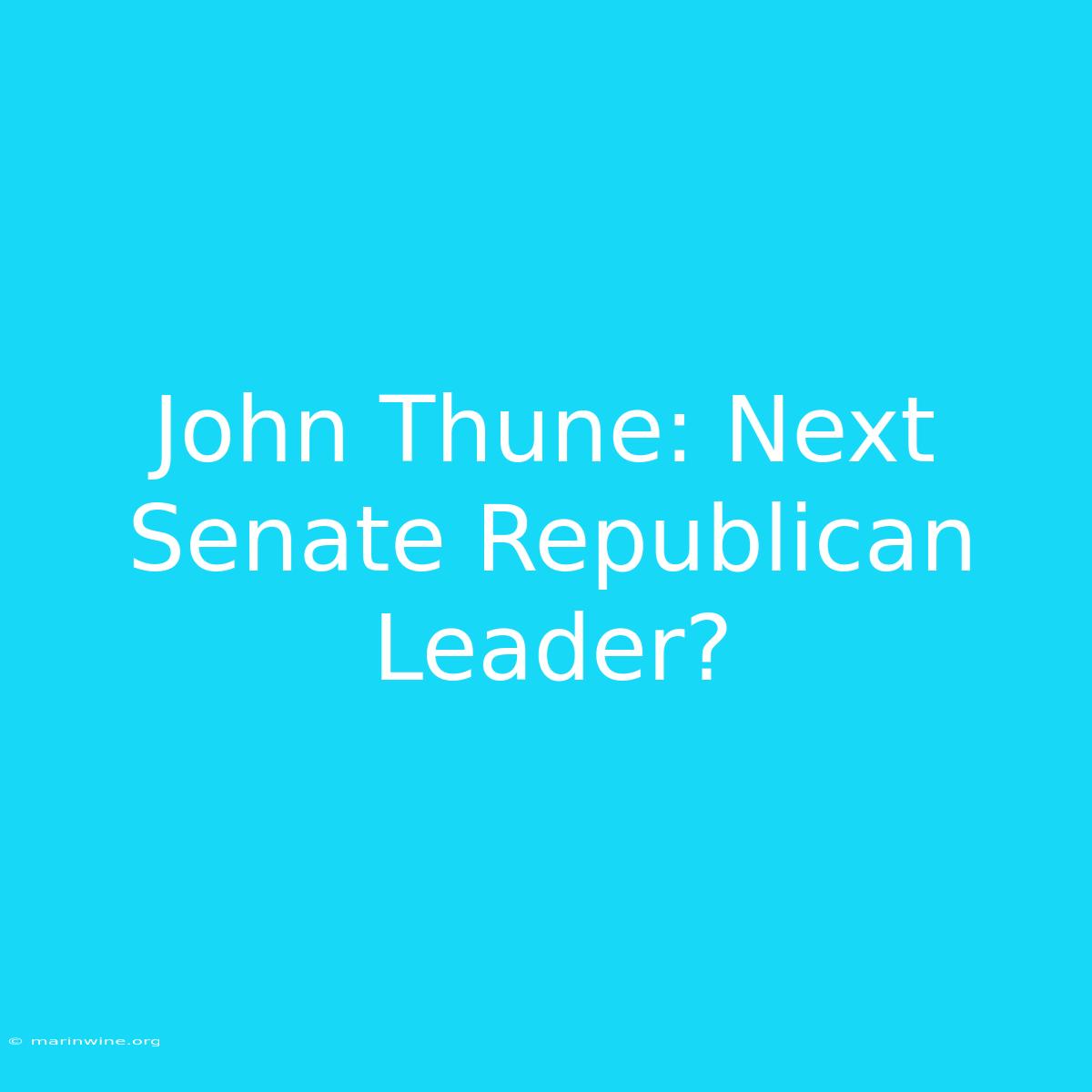 John Thune: Next Senate Republican Leader?