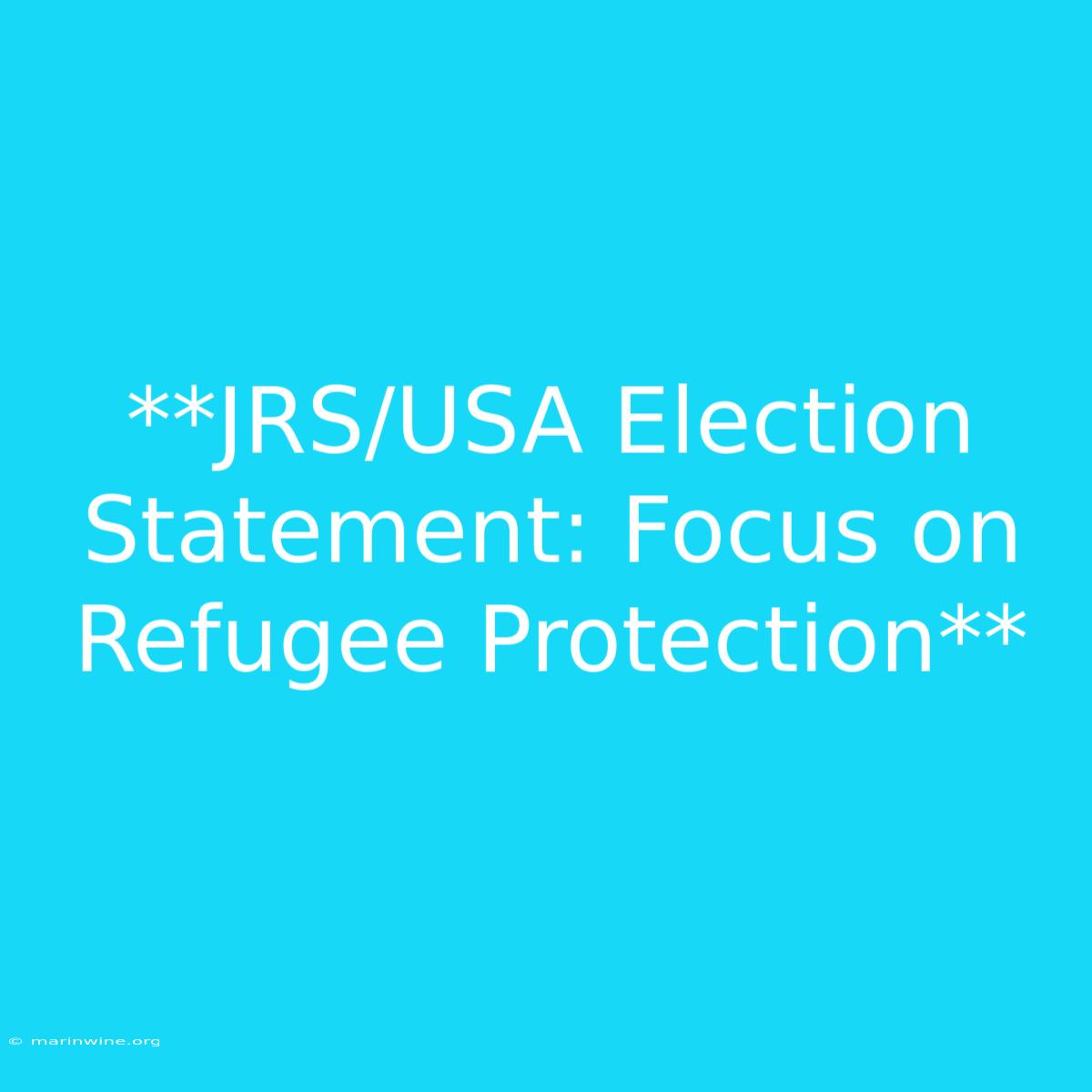 **JRS/USA Election Statement: Focus On Refugee Protection** 