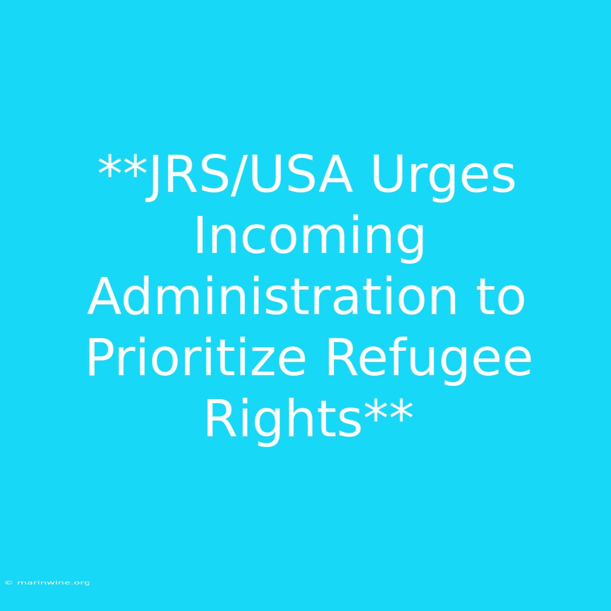 **JRS/USA Urges Incoming Administration To Prioritize Refugee Rights** 