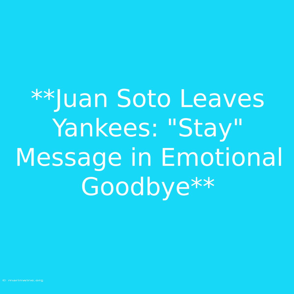 **Juan Soto Leaves Yankees: 