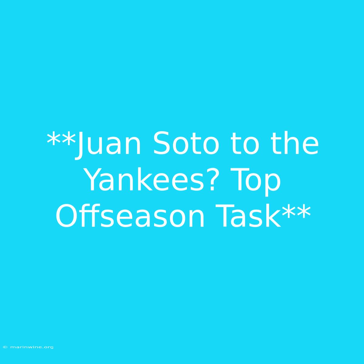 **Juan Soto To The Yankees? Top Offseason Task**