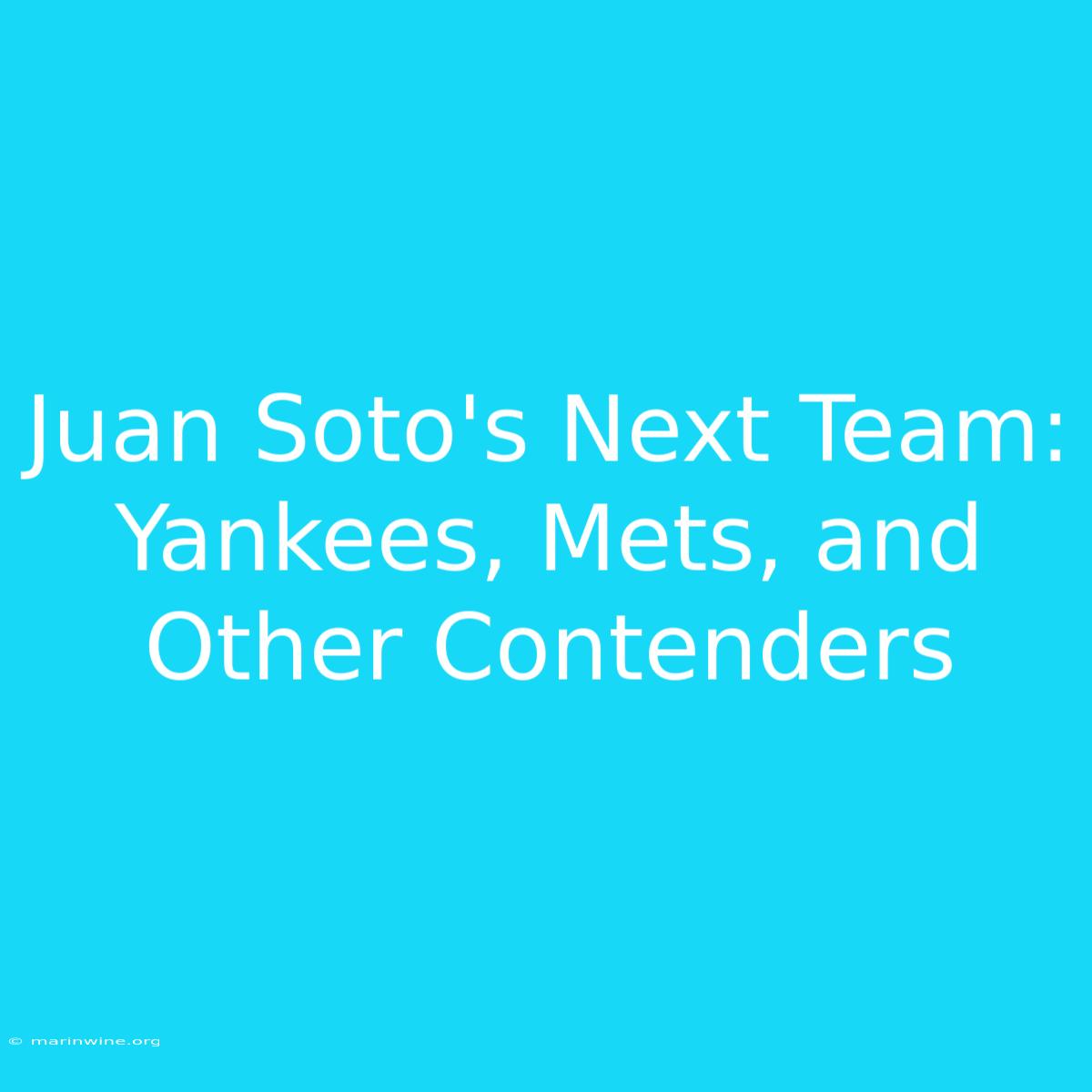 Juan Soto's Next Team:  Yankees, Mets, And Other Contenders 