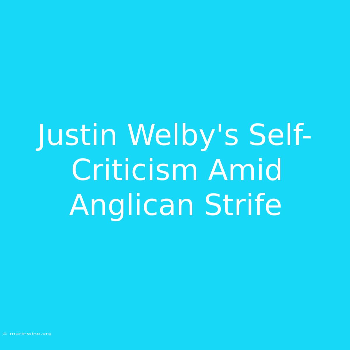 Justin Welby's Self-Criticism Amid Anglican Strife 