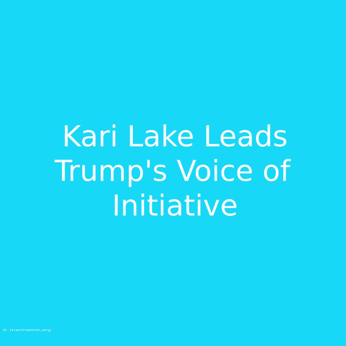 Kari Lake Leads Trump's Voice Of Initiative