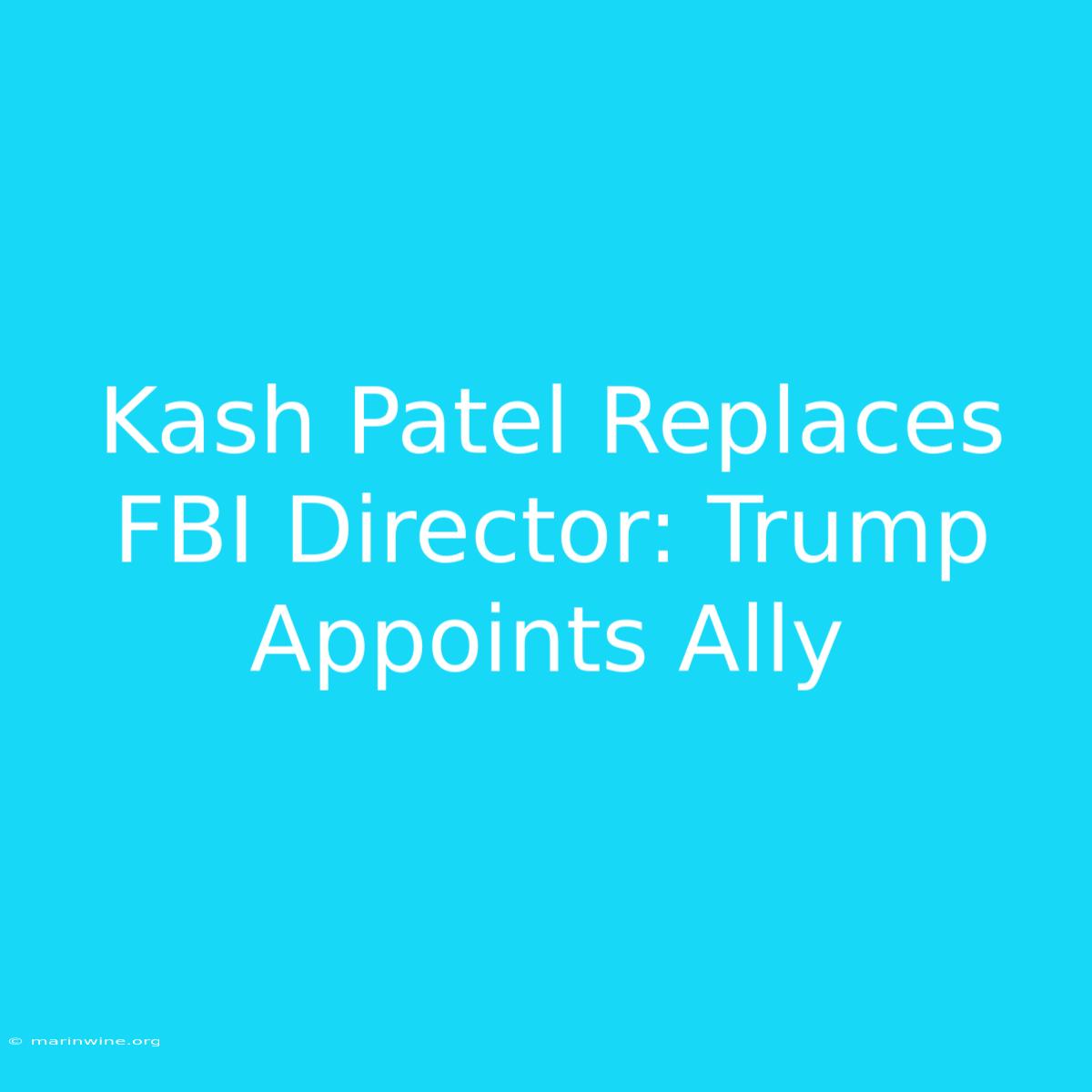 Kash Patel Replaces FBI Director: Trump Appoints Ally