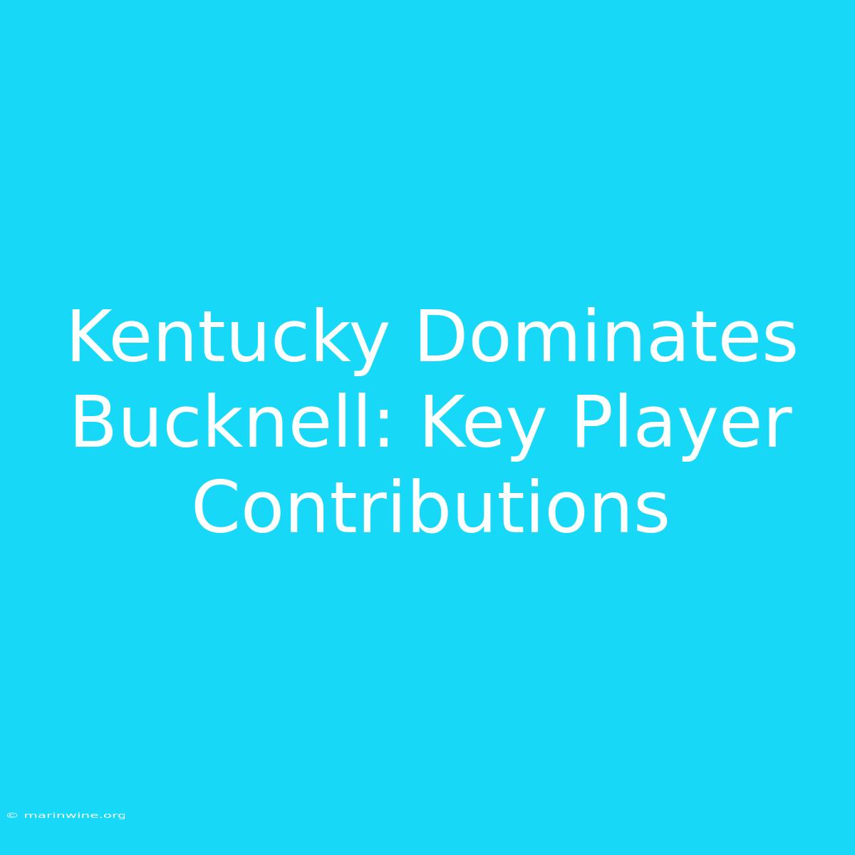 Kentucky Dominates Bucknell: Key Player Contributions 