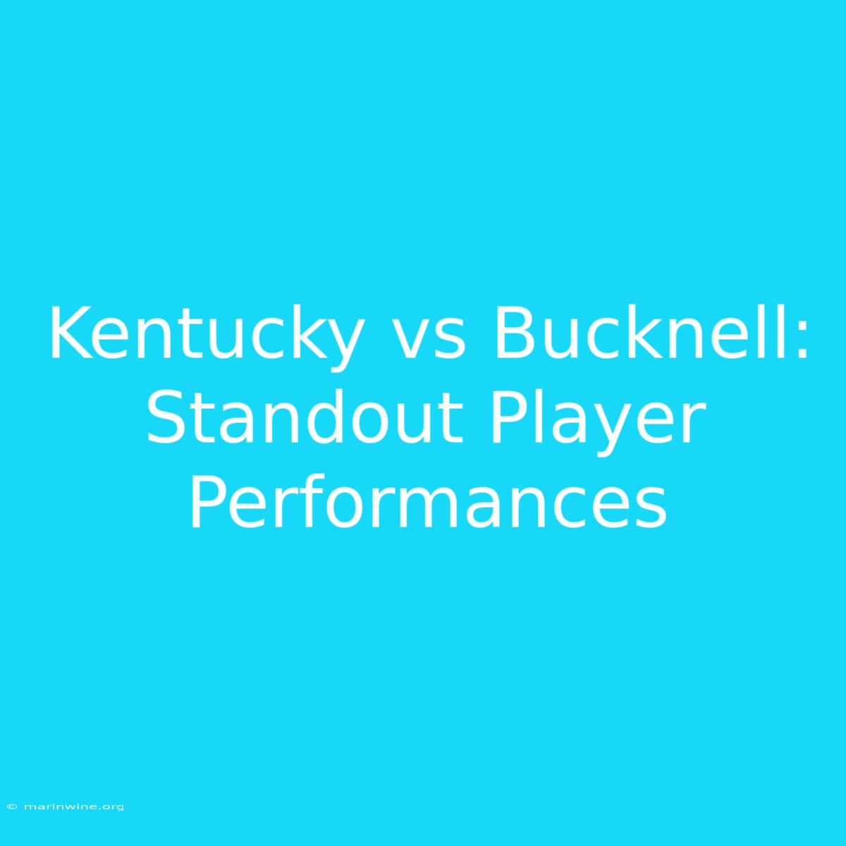 Kentucky Vs Bucknell: Standout Player Performances