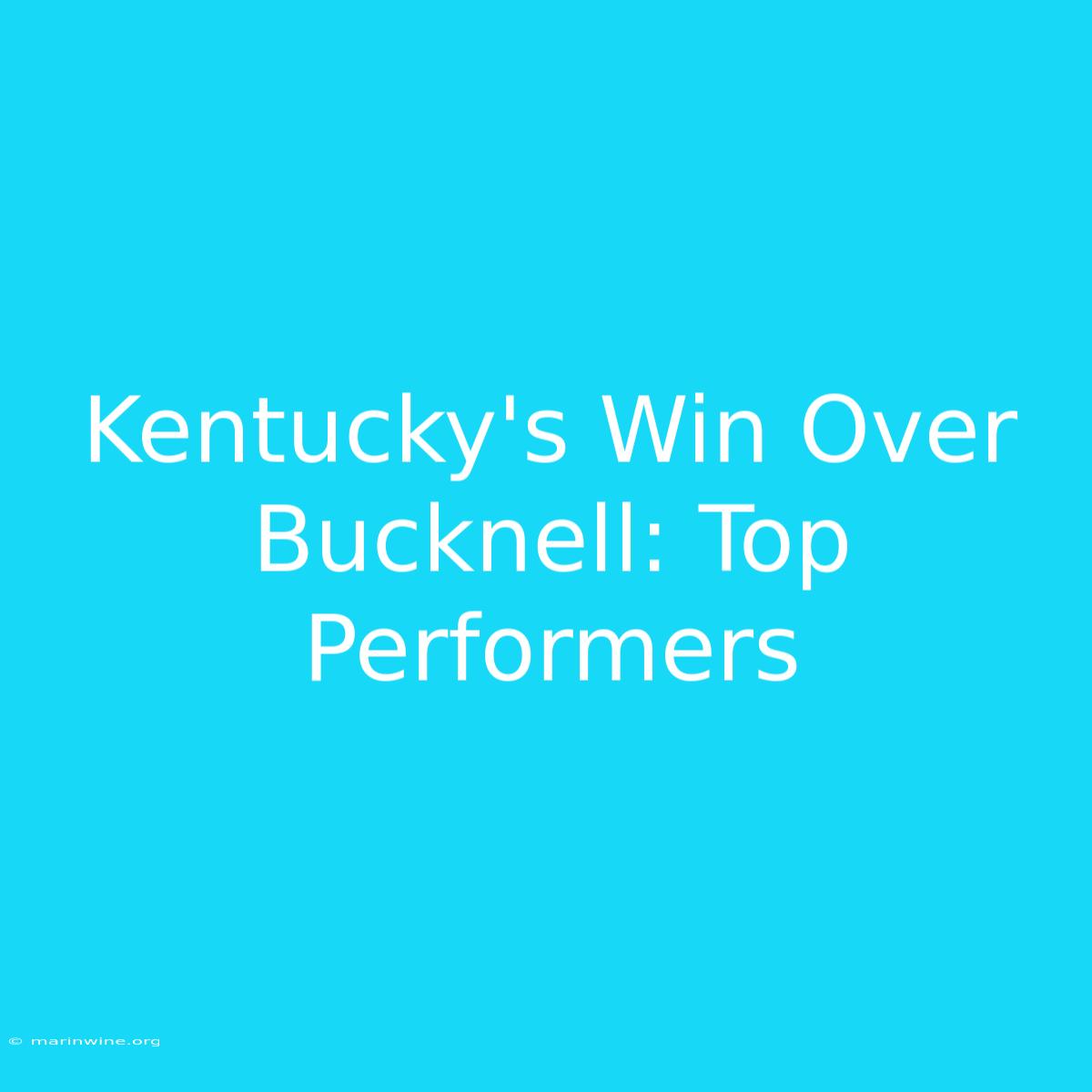 Kentucky's Win Over Bucknell: Top Performers