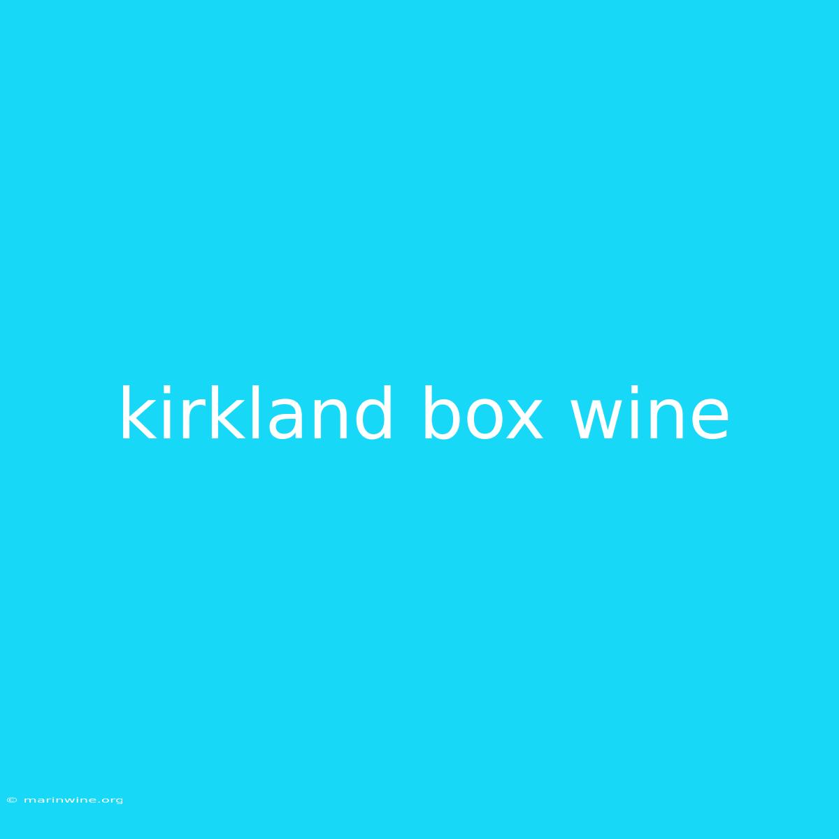 Kirkland Box Wine