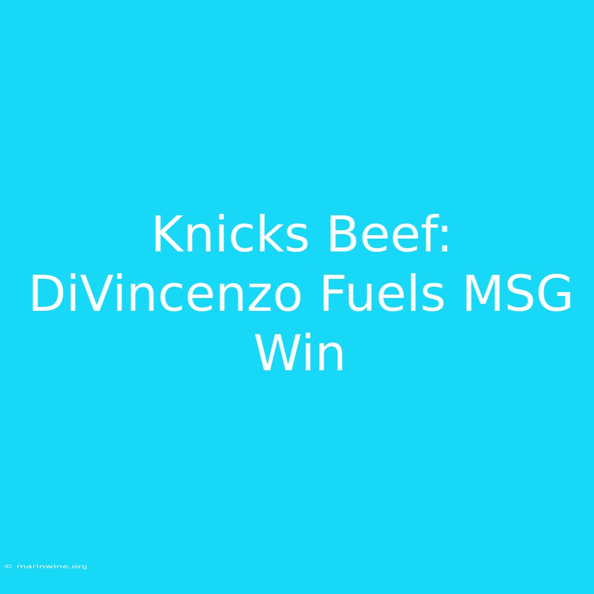 Knicks Beef: DiVincenzo Fuels MSG Win 