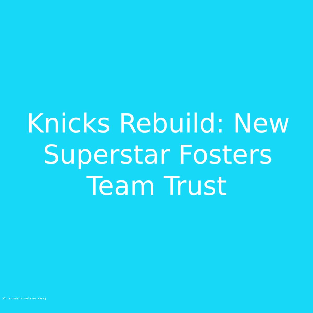 Knicks Rebuild: New Superstar Fosters Team Trust