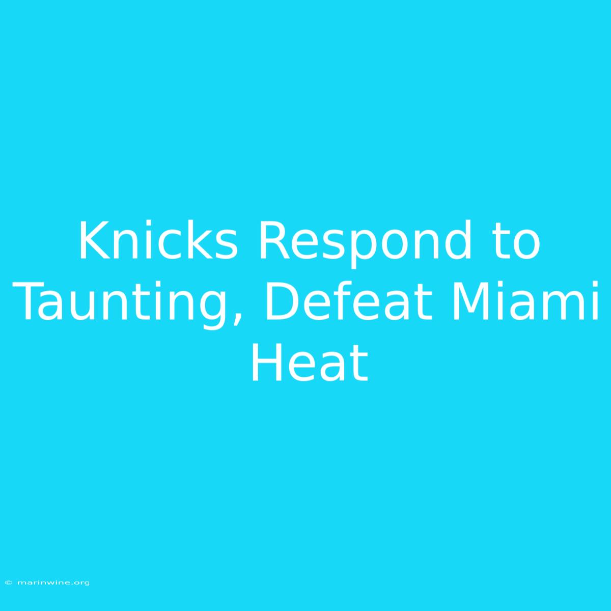 Knicks Respond To Taunting, Defeat Miami Heat 