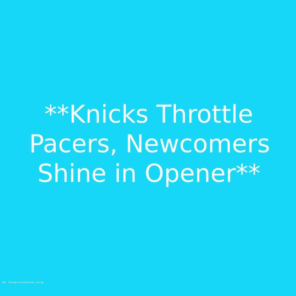 **Knicks Throttle Pacers, Newcomers Shine In Opener** 