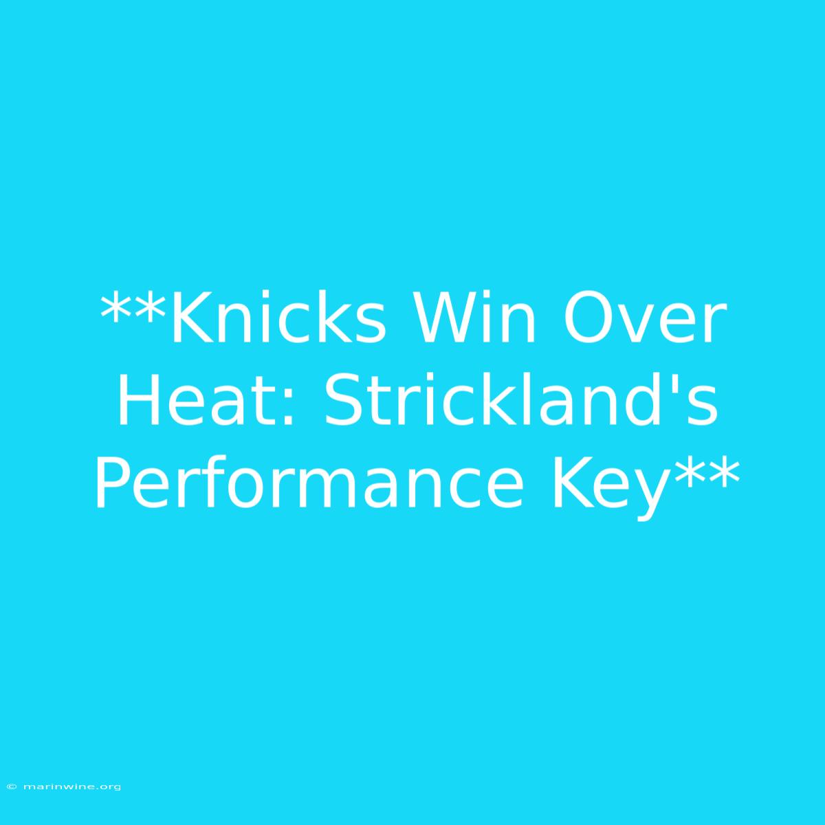 **Knicks Win Over Heat: Strickland's Performance Key** 