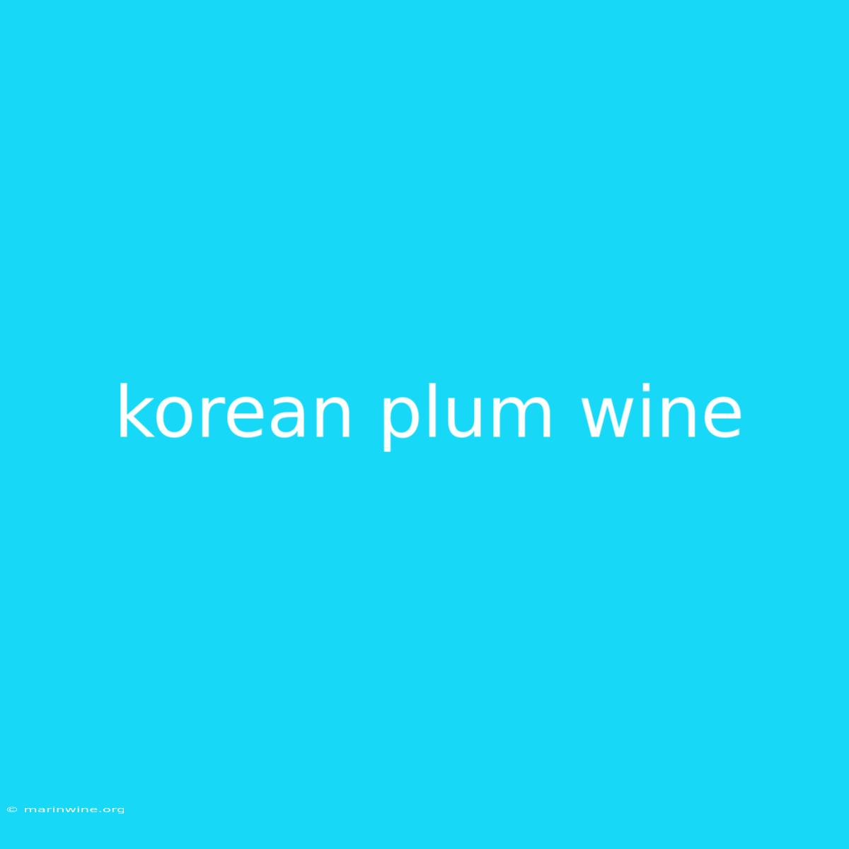 Korean Plum Wine