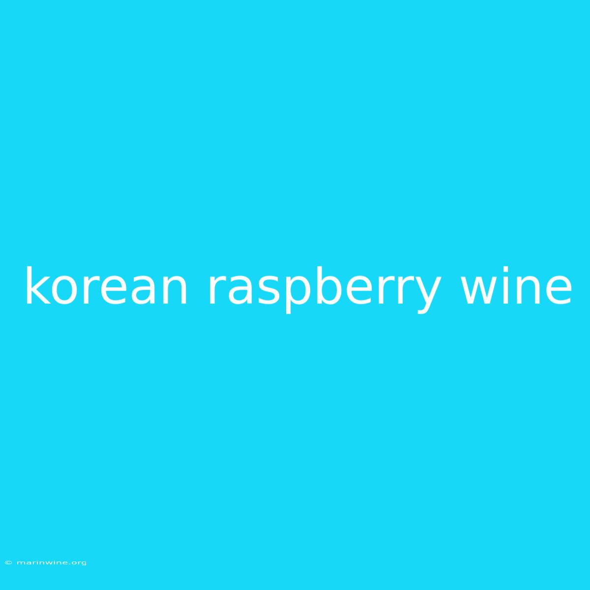 Korean Raspberry Wine