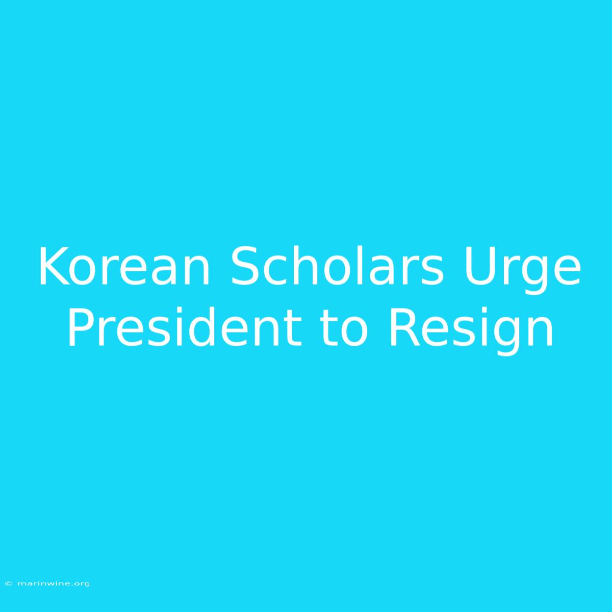 Korean Scholars Urge President To Resign