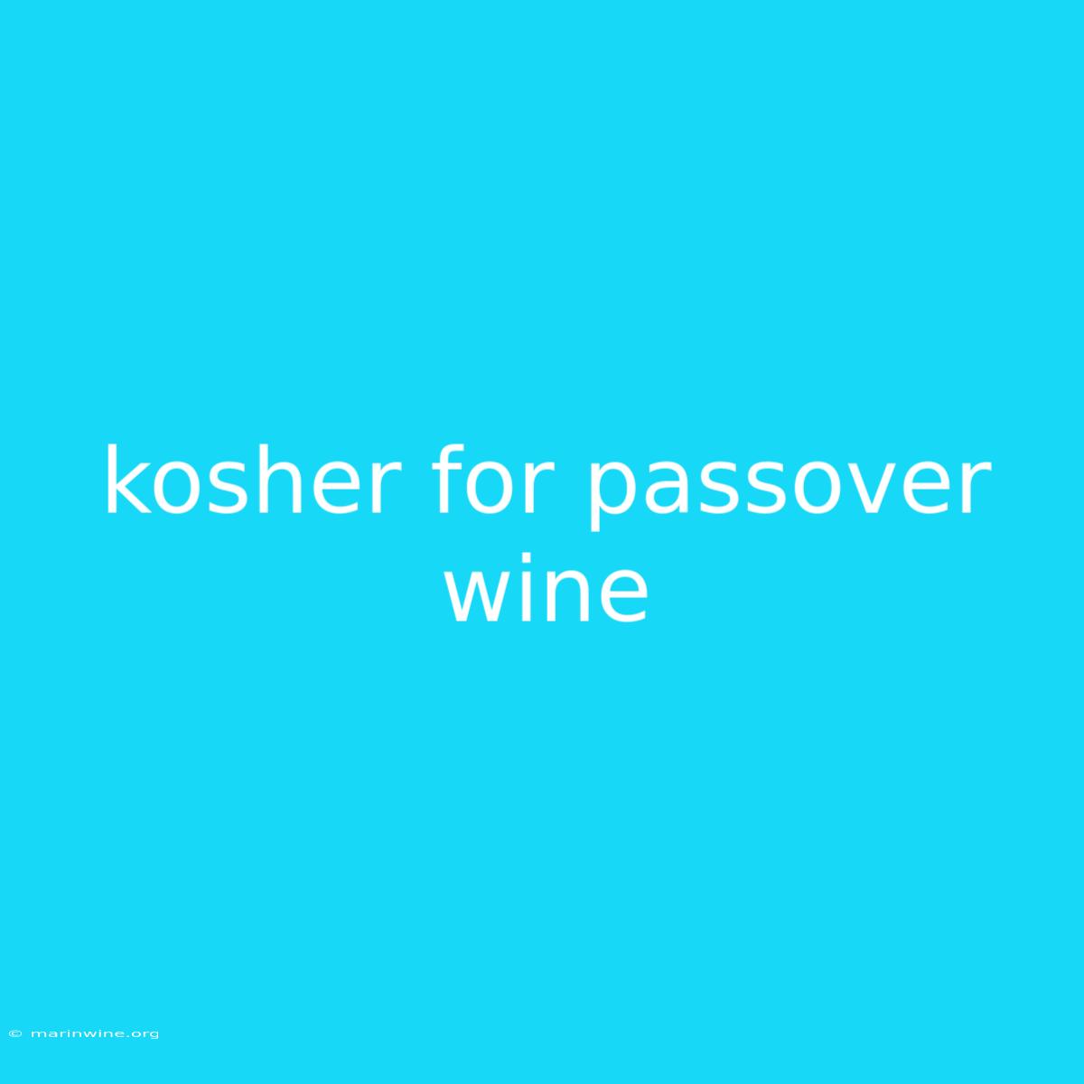 Kosher For Passover Wine