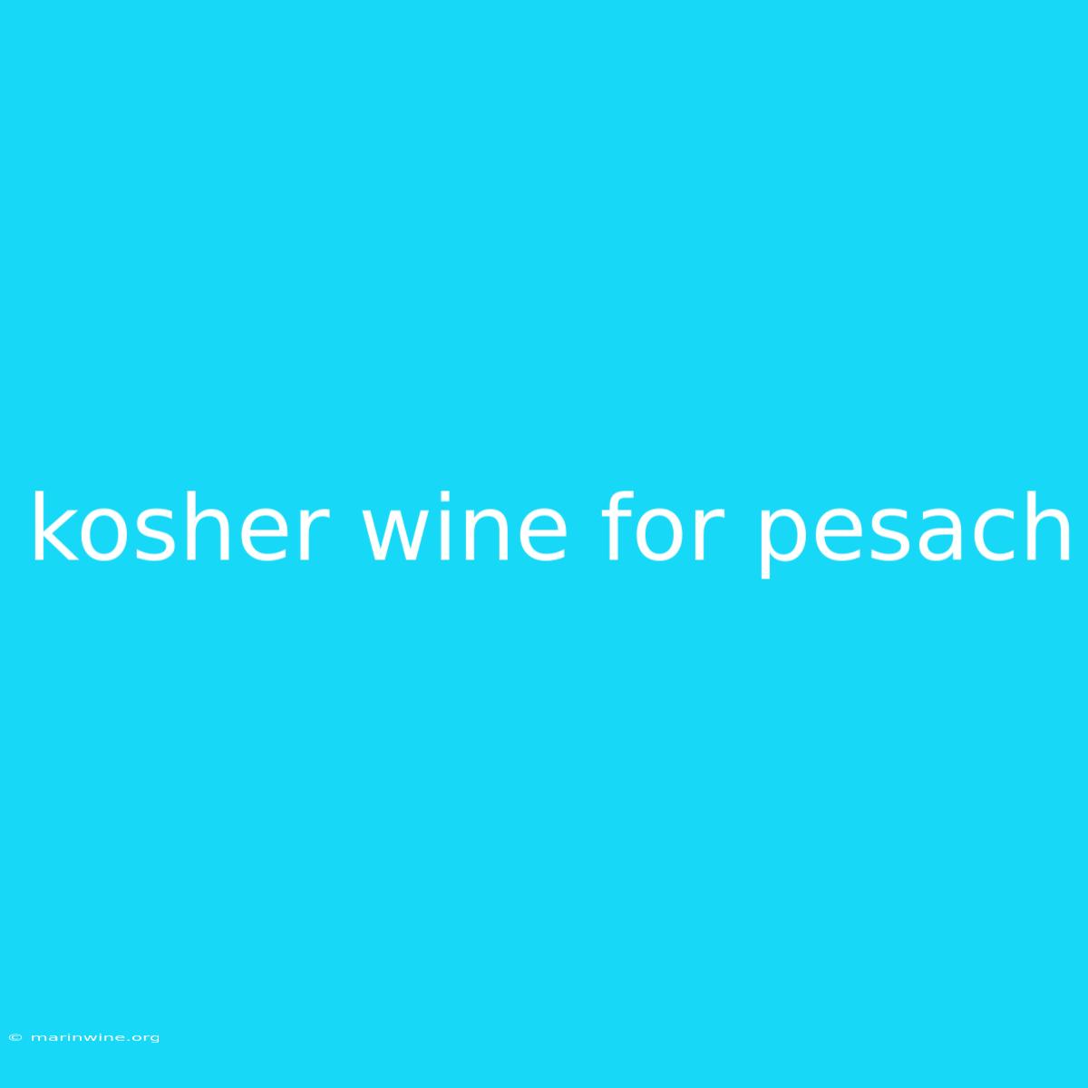 Kosher Wine For Pesach