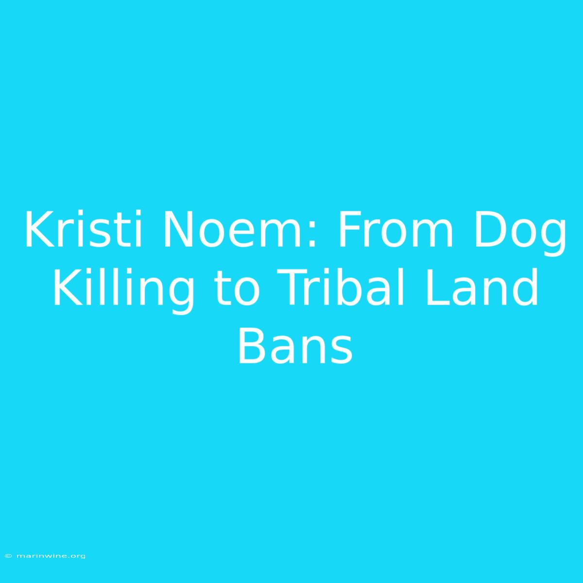 Kristi Noem: From Dog Killing To Tribal Land Bans