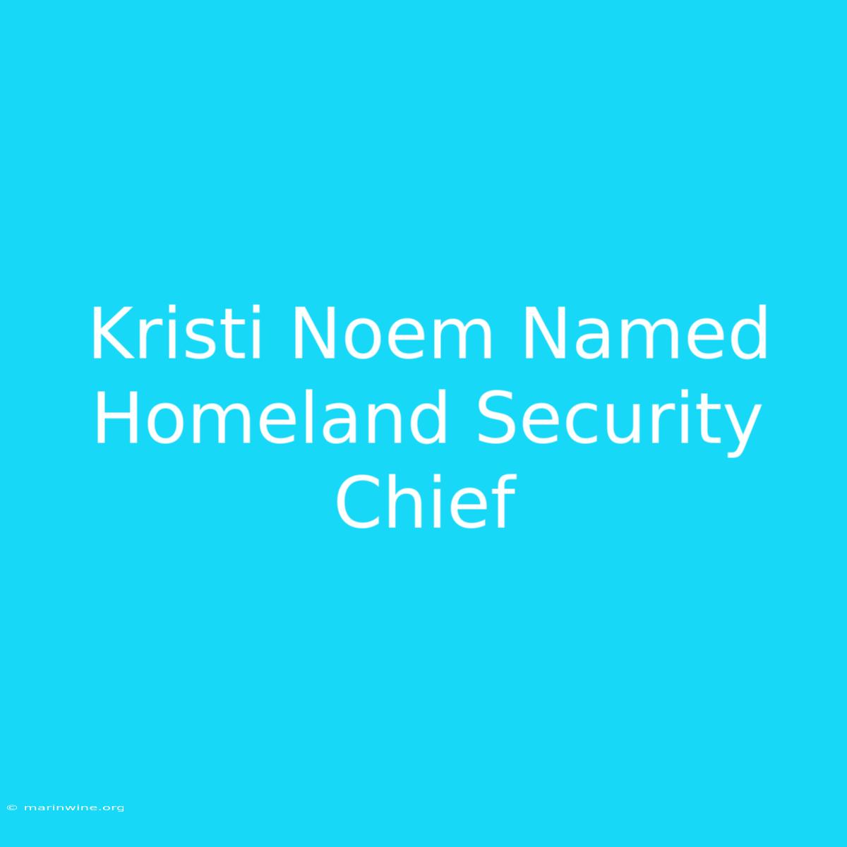 Kristi Noem Named Homeland Security Chief