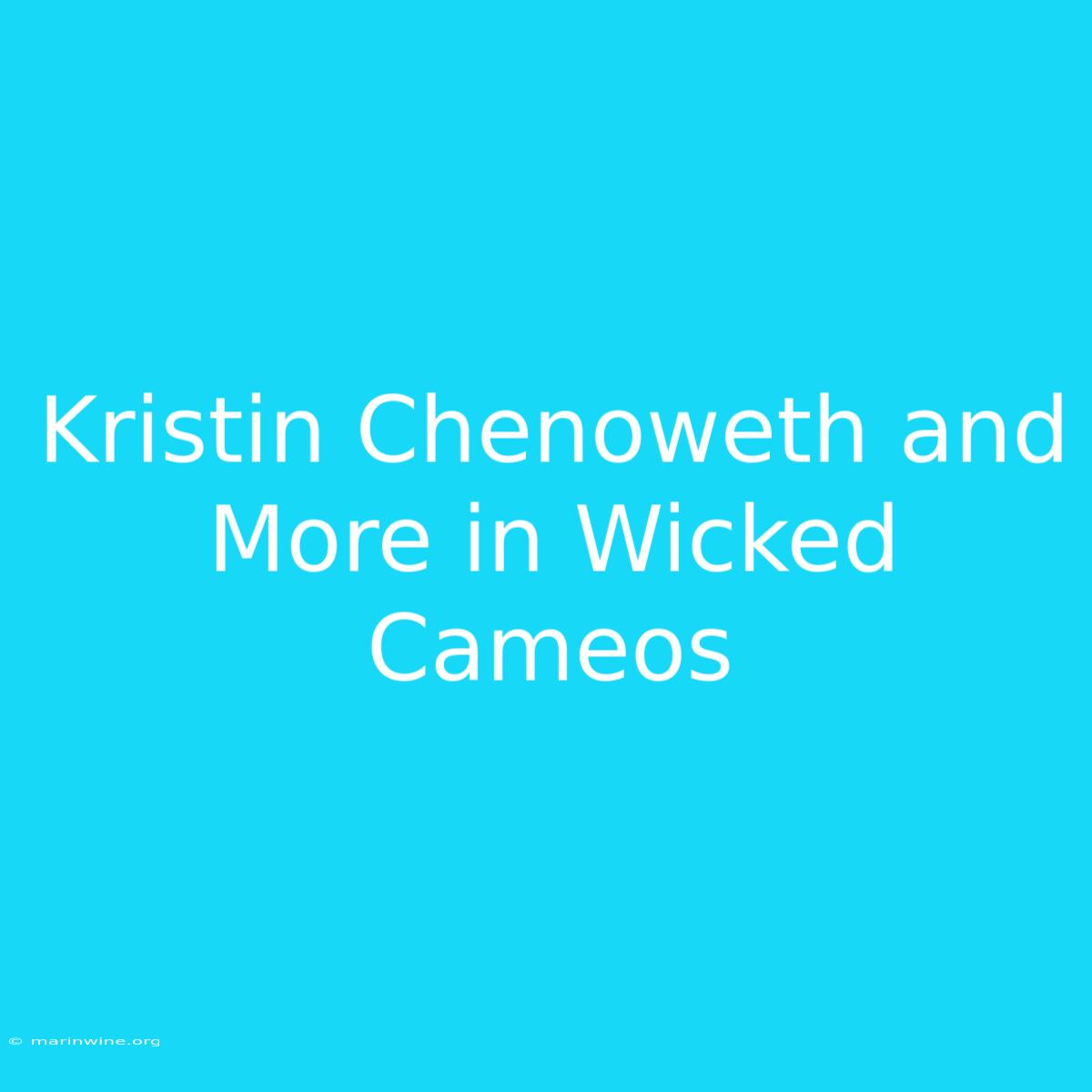 Kristin Chenoweth And More In Wicked Cameos