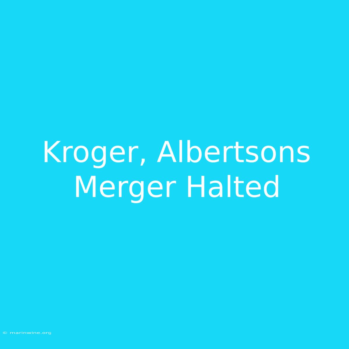 Kroger, Albertsons Merger Halted