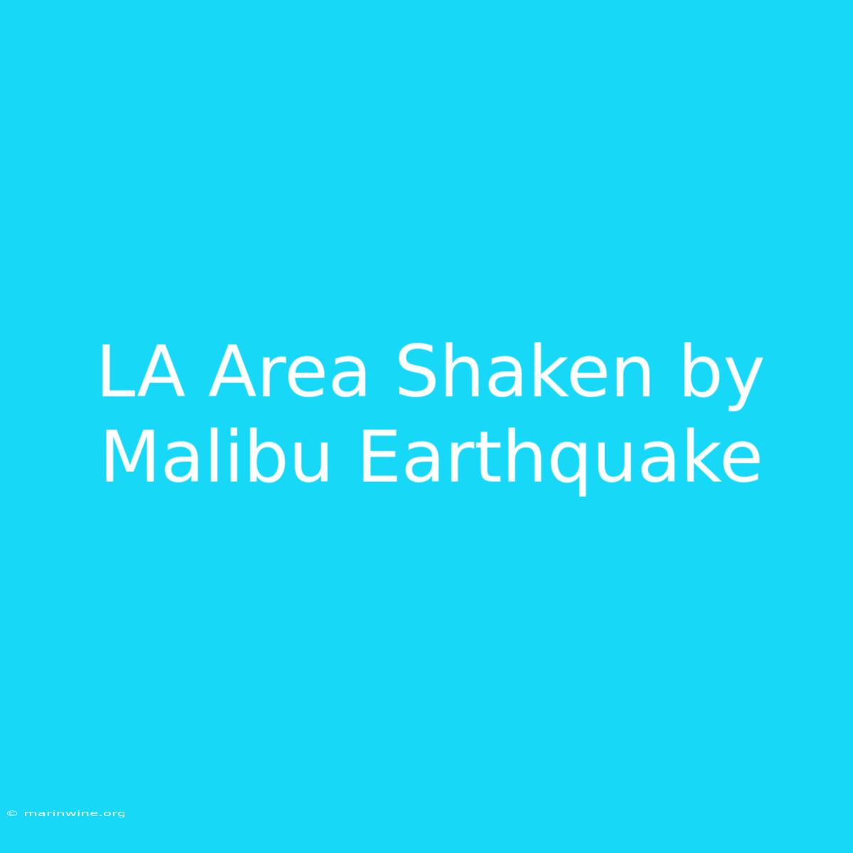 LA Area Shaken By Malibu Earthquake