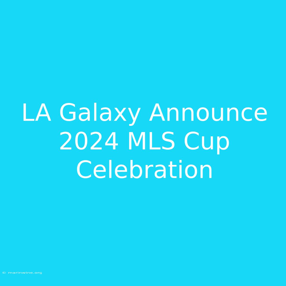 LA Galaxy Announce 2024 MLS Cup Celebration